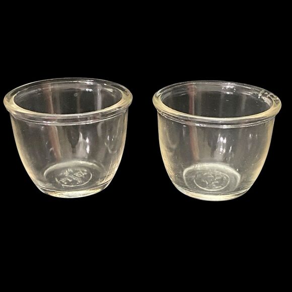 2 Vintage 1920's  Pyrex Custard Cups 424 Borosilicate Glass - Picture 1 of 5
